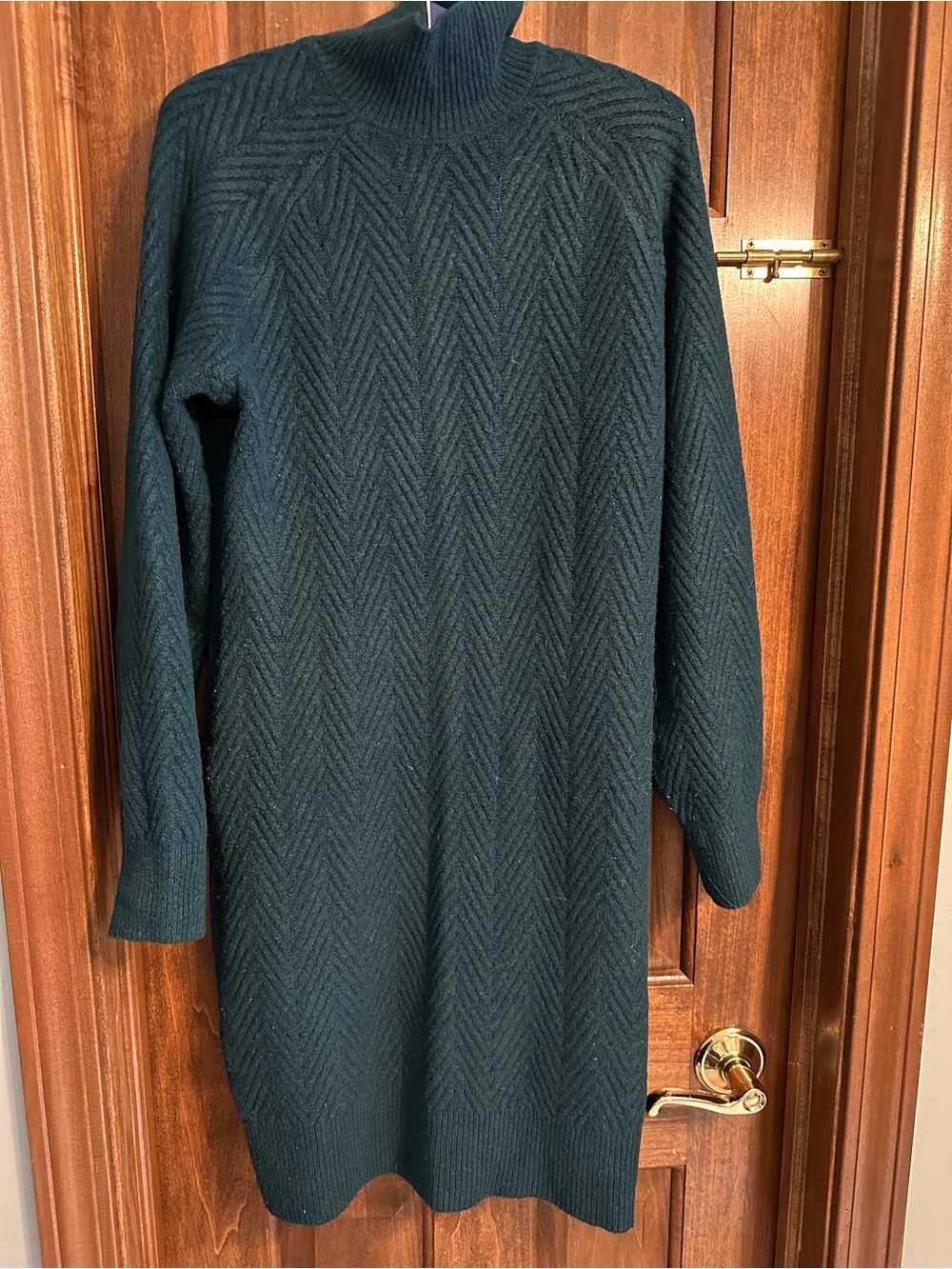 Women's High Neck Knit Dress in Deep Green